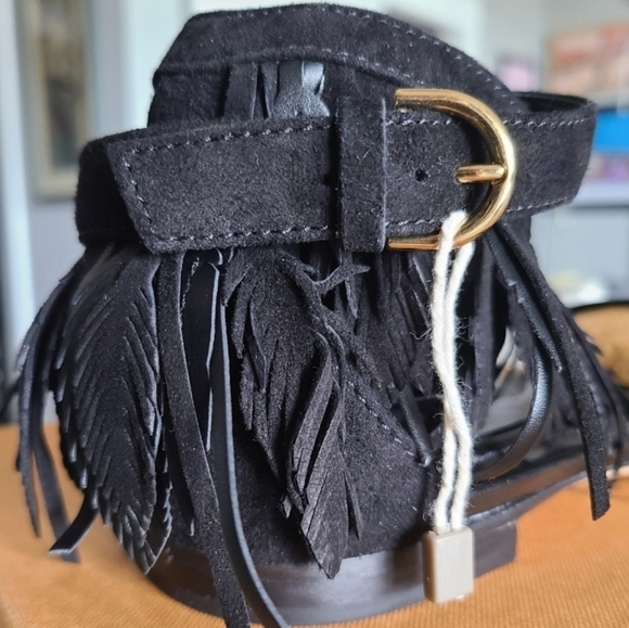 Tod’s Leaf Fringe Sandals, Size 8, Black, NIB - Picture 15 of 17